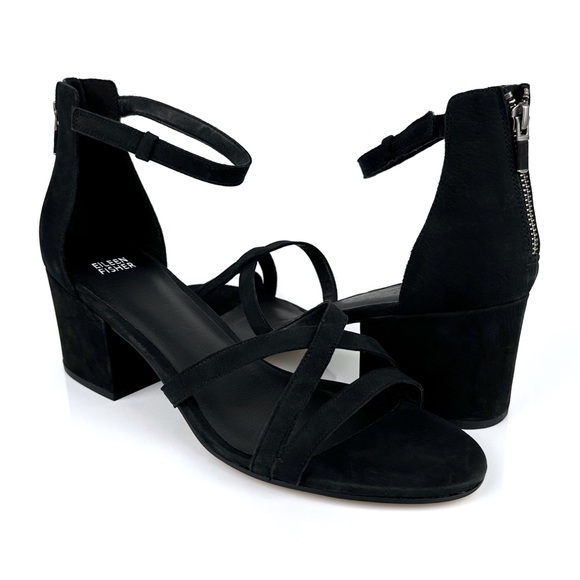 Eileen Fisher Shoes - Eileen Fisher Women's Jazzy Ankle Strap Block Heel Sandals Black Size 13